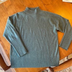 J. Crew cashmere mock neck sweater heather spruce green